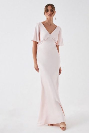 Tie Back Satin Back Crepe Bridesmaids Dress