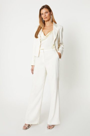 Coast COAST Straight Leg Satin Waistband Trouser Ivory