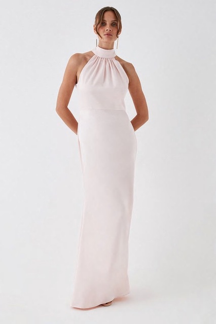 Coast Satin Back Crepe Halter Neck Bridesmaids Dress Blush pink