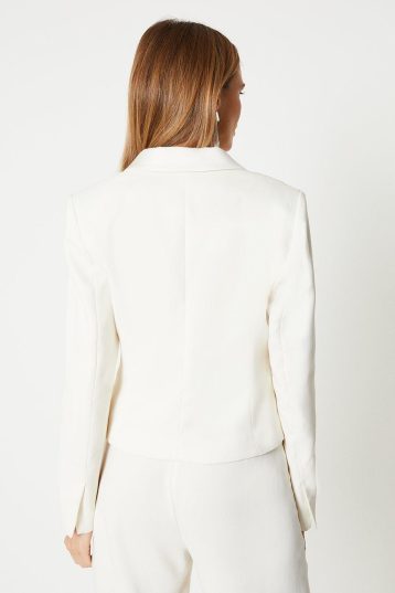 Coast Tailored Satin Trim Blazer Ivory