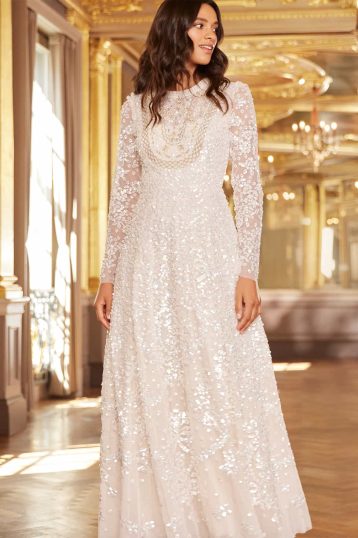 Needle & Thread Victorian Wreath Gloss Long Sleeve Gown