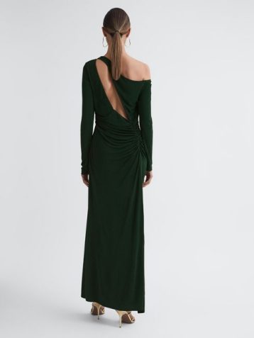 Reiss Delphine Off-The-Shoulder Cut-Out Maxi Dress Green