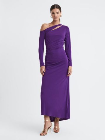 Reiss Delphine Off-The-Shoulder Cut-Out Maxi Dress Purple