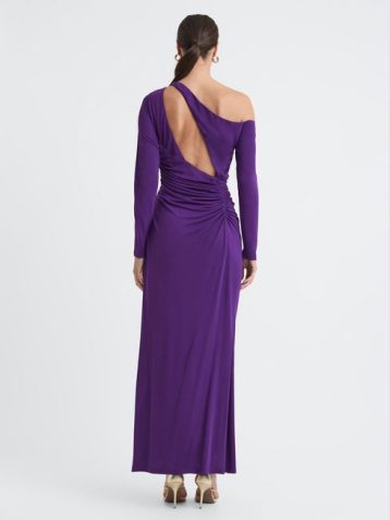 Reiss Delphine Off-The-Shoulder Cut-Out Maxi Dress Purple