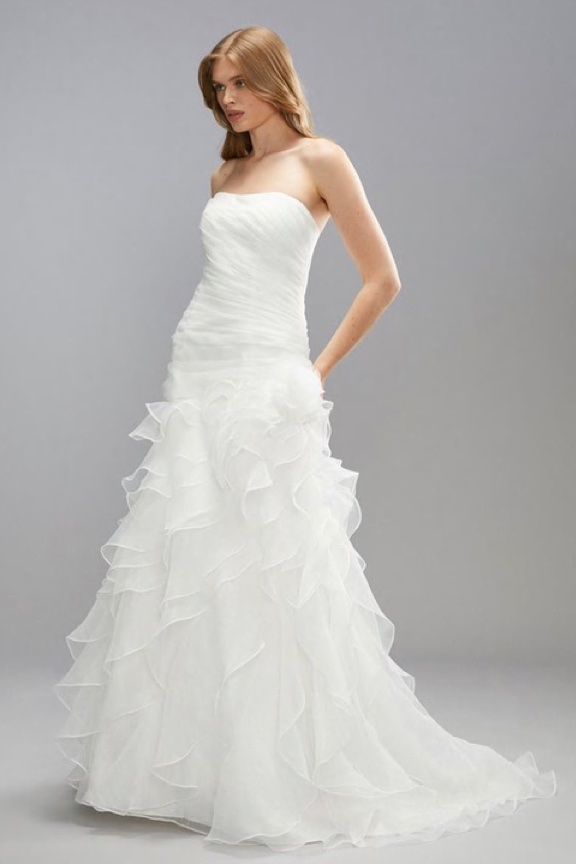 Statement Bandeau Ruffle Organza Wedding Dress Ivory, was £899 > now £629.30