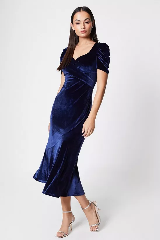 COAST Sweetheart Neck Velvet Midi Dress