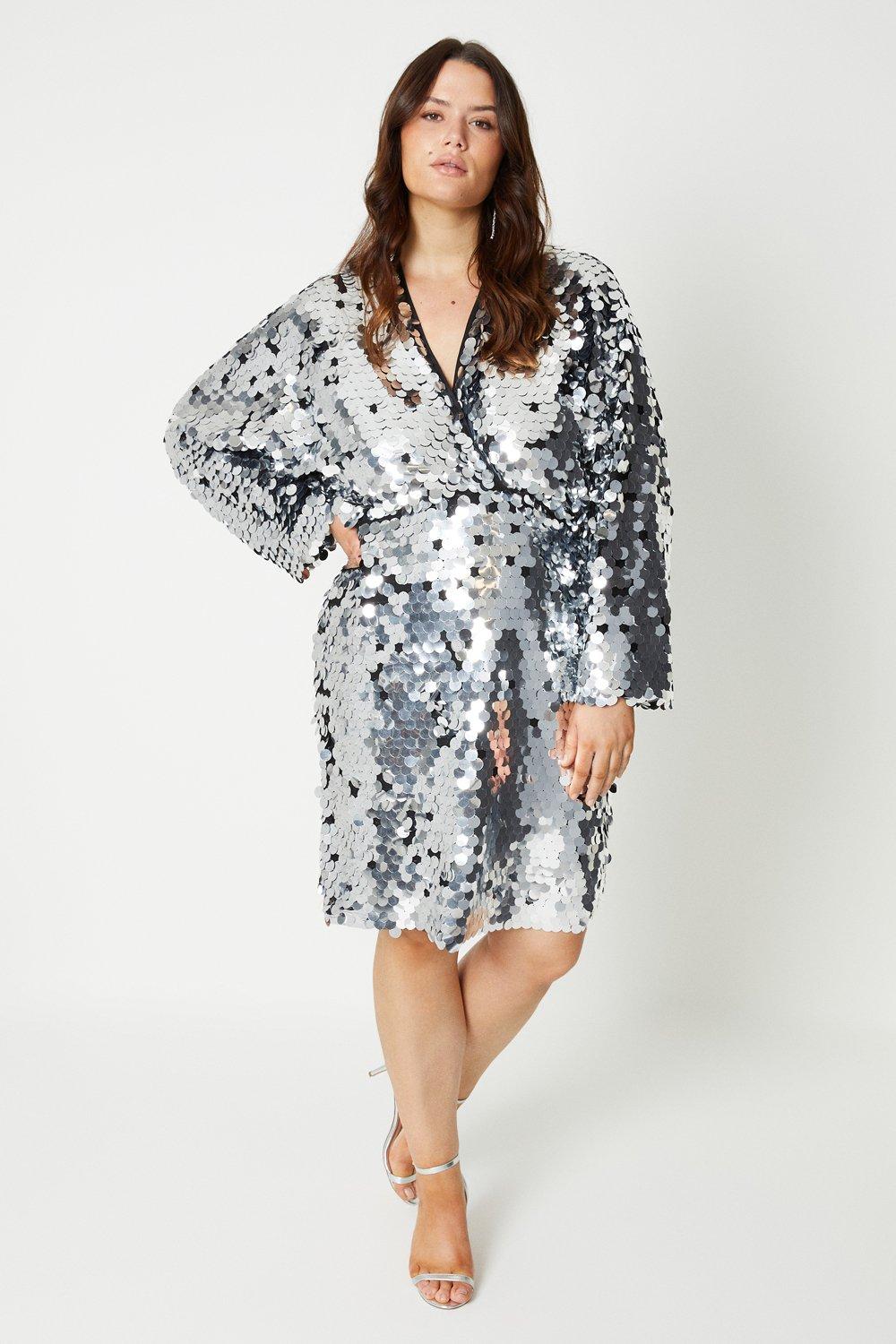 COAST Plus Statement Sequin Kimono Mini Dress