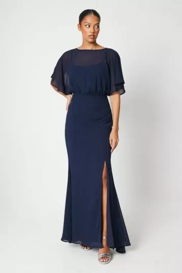 DEBUT LONDON Debut London Split Bridesmaids Dress Navy