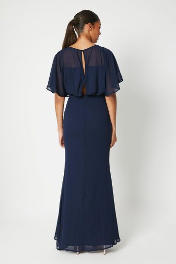 DEBUT LONDON Debut London Split Bridesmaids Dress Navy