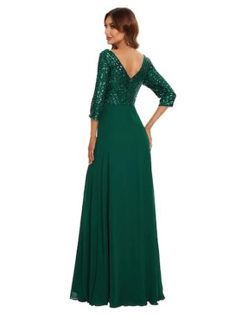 Ever-Pretty V Neck Long Sleeve Elegant A Line Floor Length