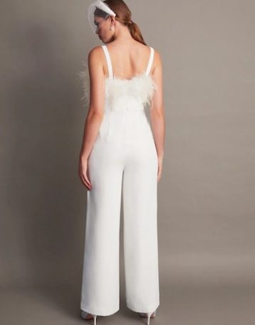 Monsoon Diane feather bridal jumpsuit ivory