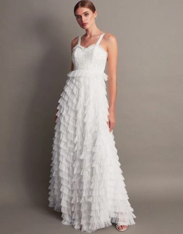 Monsoon Ellen frill maxi bridal dress ivory