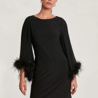 Monsoon Fi feather tunic dress black