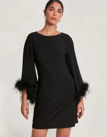 Monsoon Fi feather tunic dress black