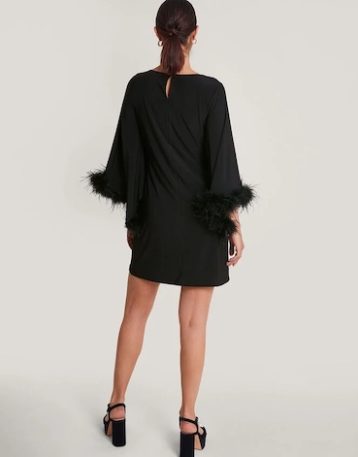 Monsoon Fi feather tunic dress black