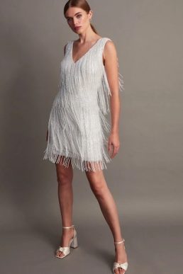 Monsoon Stevie fringe bridal dress ivory