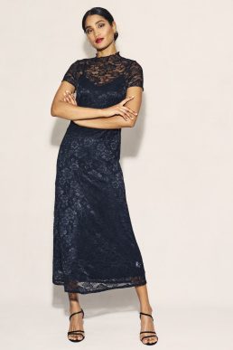 Nobody's Child Black Lace Anya Midi Dress DEADSTOCK LACE