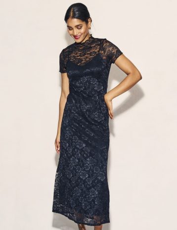 Nobody's Child Black Lace Anya Midi Dress DEADSTOCK LACE