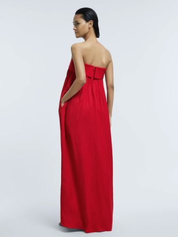 Reiss Benita Atelier Italian Fabric Strapless Maxi Dress Red