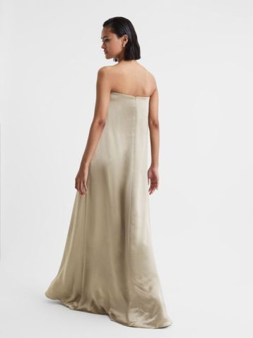 Reiss Delfina Anna Quan Japanese Satin Strapless Maxi Dress