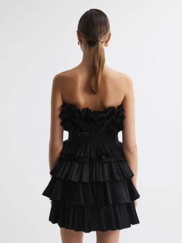 Reiss Elsher Acler Strapless Tiered Mini Dress Black