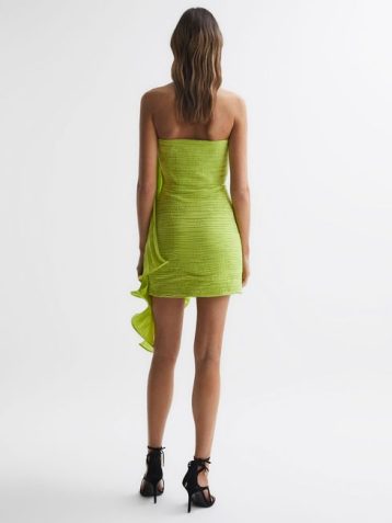 Reiss Kayleigh Amur Ruched Strapless Mini Dress Limeade Green