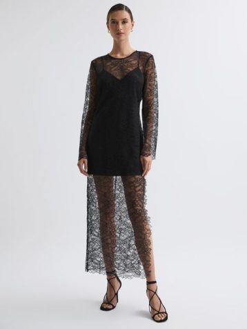 Reiss Priscilla Anna Quan Lace Maxi Dress Black