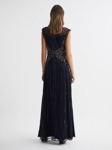 Reiss Raishma Embellished Maxi Dress Navy