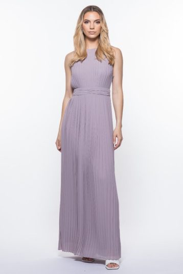 TFNC Serene Microchip Grey Bridesmaid Maxi Dress Mink