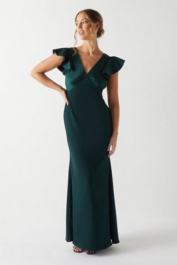 Coast COAST V Neck Angel Sleeve Satin Bridesmaids Dress