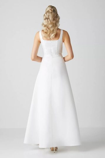 Coast Column Twill Bridal Dress With Removable Belt Train Ivory