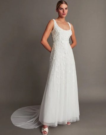 Monsoon Amelie embroidered bridal dress ivory