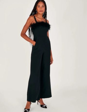 Monsoon Eva feather jumpsuit black