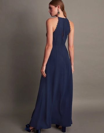 Monsoon Jackie lace halter bridesmaid dress navy blue