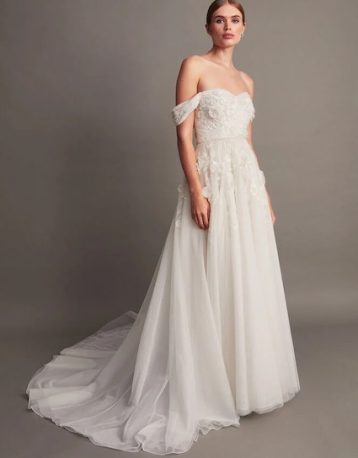 Monsoon Luciane off-shoulder bridal dress ivory