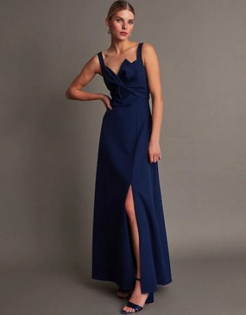 Monsoon Molly twist maxi bridesmaid dress blue