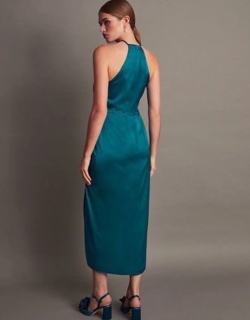 Monsoon Sabrina corsage halterneck bridesmaid dress teal green