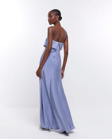 River Island Blue Bridesmaid Bandeau Maxi Dress