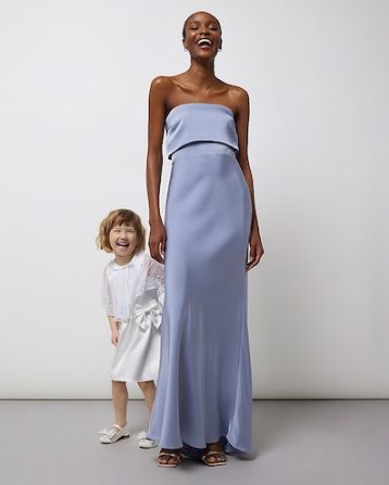 River Island Blue Bridesmaid Bandeau Maxi Dress