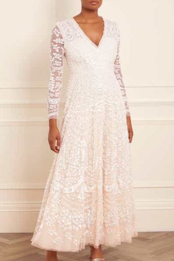 Needle & Thread Chandelier Gloss Maxi Gown Champagne