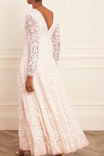 Needle & Thread Chandelier Gloss Maxi Gown Champagne