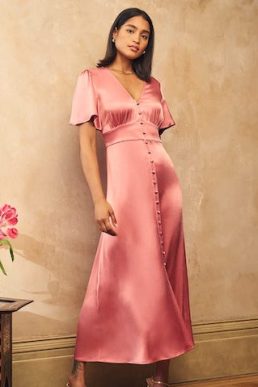 Nobody's Child Blush Pink Satin Erin Bridesmaid Midaxi Dress