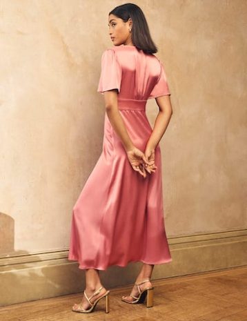 Nobody's Child Blush Pink Satin Erin Bridesmaid Midaxi Dress