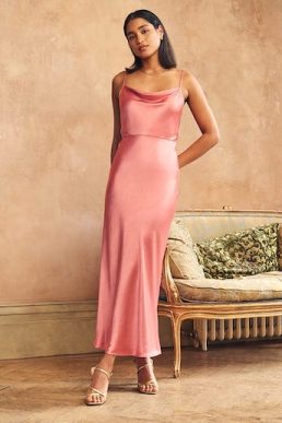 Blush Pink Satin Trixie Bridesmaid Midaxi Dress