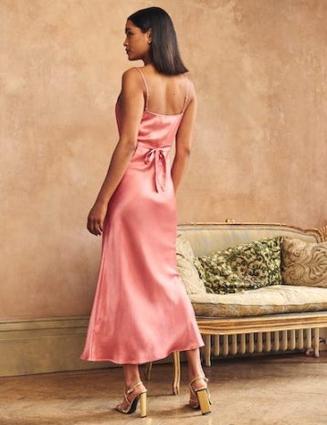 Blush Pink Satin Trixie Bridesmaid Midaxi Dress