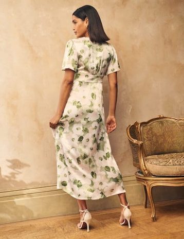 Nobody's Child Green Floral Satin Erin Bridesmaid Midaxi Dress