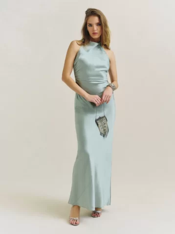 Reformation Anaiis Silk Dress Aquamarine