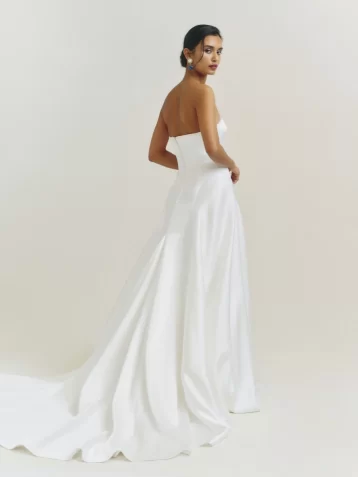 Reformation Elena Strapless Satin Dress Ivory