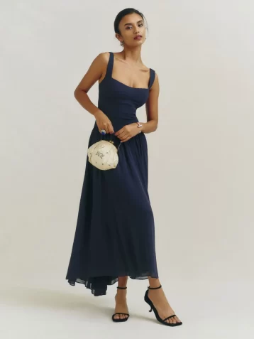 Reformation Kallie Maxi Dress Navy Blue