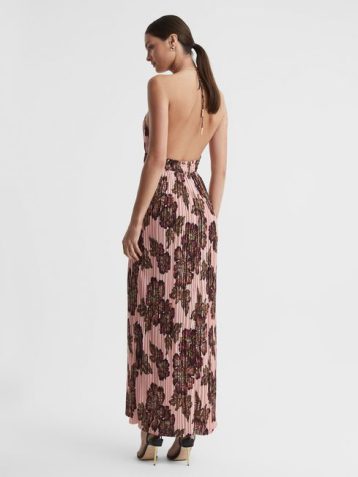 Reiss Ella Significant Other Pleated Maxi Dress Rose Print